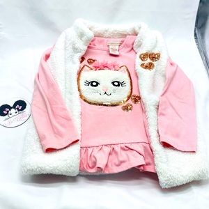 Girls fur vest and long sleeve shirt